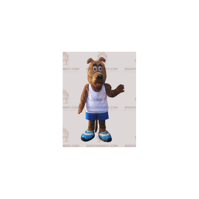 Bruine hond BIGGYMONKEY™ mascottekostuum gekleed in