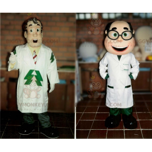 2 mascotes médicos cientistas do BIGGYMONKEY™ em jalecos de