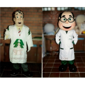 2 BIGGYMONKEY™s mascot doctors scientists in lab coats –