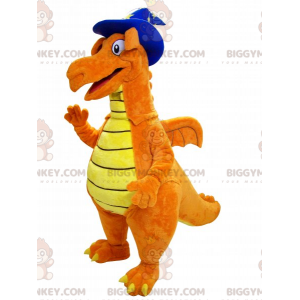 Costume da mascotte BIGGYMONKEY™ dinosauro arancione e giallo
