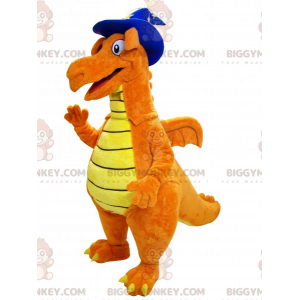 Orange and Yellow Dinosaur BIGGYMONKEY™ Mascot Costume with