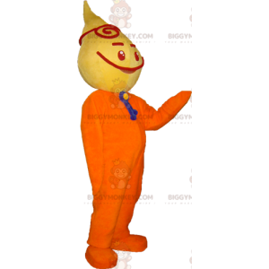 BIGGYMONKEY™ Meget smilende gul og orange snemandsmaskotkostume