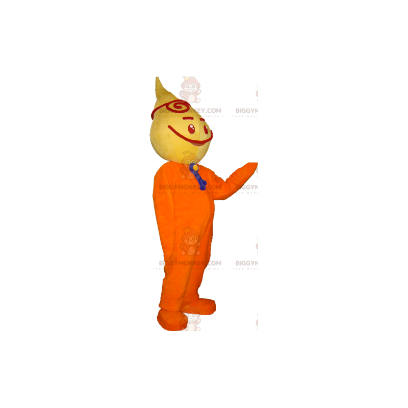BIGGYMONKEY™ zeer lachend geel en oranje sneeuwpop