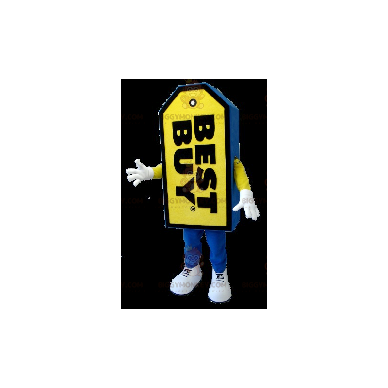 Costume da mascotte gigante blu e giallo Best Buy Tag