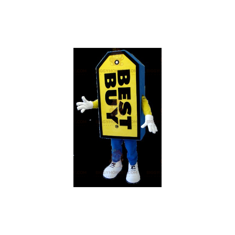 Jätteblå & gul Bästa köp-etikett BIGGYMONKEY™ Maskotdräkt -