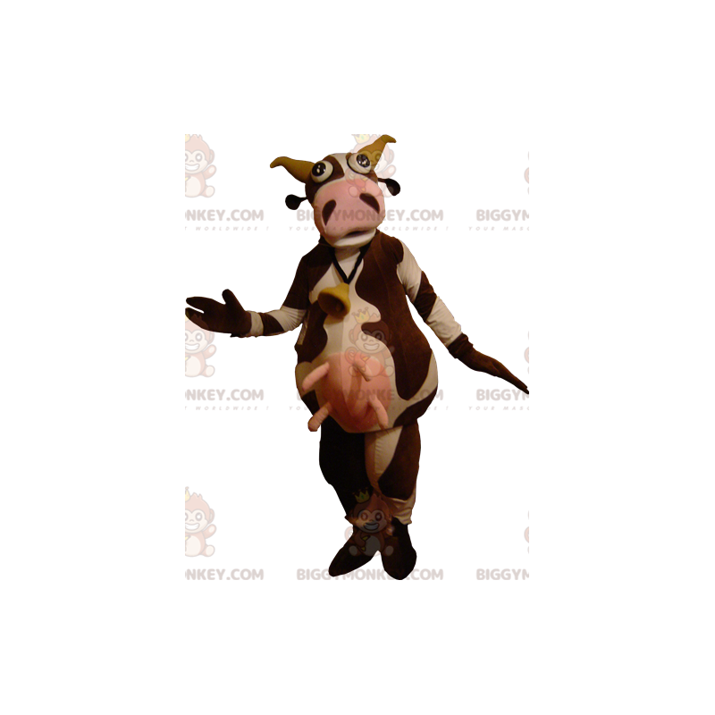 Very Funny Brown and White Cow BIGGYMONKEY™ Mascot Costume –