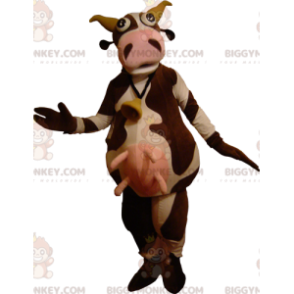 Very Funny Brown and White Cow BIGGYMONKEY™ Mascot Costume –