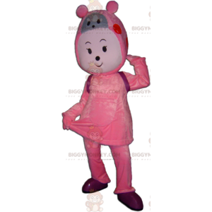 Disfraz de mascota osito de peluche rosa y gris BIGGYMONKEY™ -