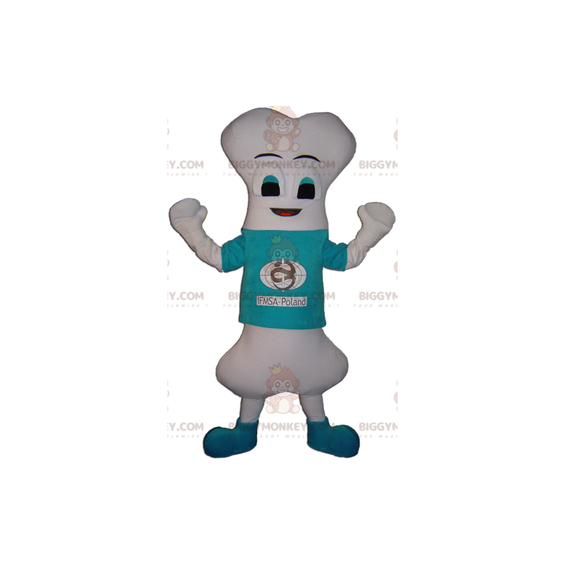 Costume mascotte BIGGYMONKEY™ con osso bianco gigante molto