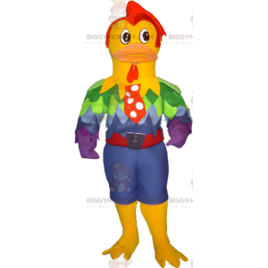 Costume da mascotte BIGGYMONKEY™ da gallo muscoloso molto