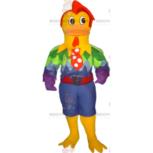 Costume de mascotte BIGGYMONKEY™ de coq musclé très élégant et