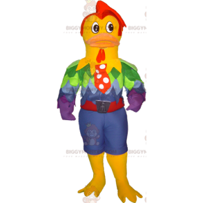 Very stylish and colorful muscular rooster BIGGYMONKEY™ mascot