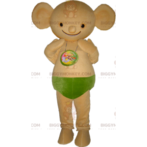 BIGGYMONKEY™ Maskottchen-Kostüm, beige Maus mit runden Ohren -