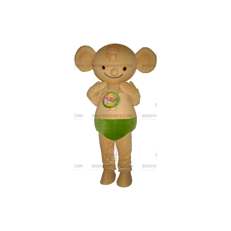 BIGGYMONKEY™ Maskottchen-Kostüm, beige Maus mit runden Ohren -