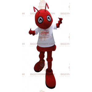 Costume da mascotte BIGGYMONKEY™ Red Ant con t-shirt bianca -