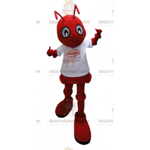 Red Ant BIGGYMONKEY™ maskottiasu valkoisella T-paidalla -
