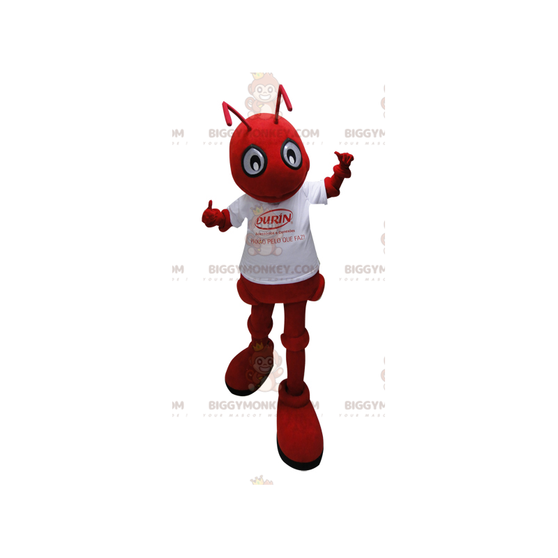 Costume da mascotte BIGGYMONKEY™ Red Ant con t-shirt bianca -