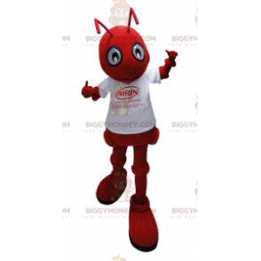 Costume da mascotte BIGGYMONKEY™ Red Ant con t-shirt bianca -