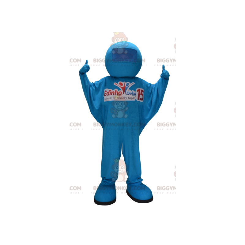 Blue Man BIGGYMONKEY™ Mascot Costume. blue jumpsuit –