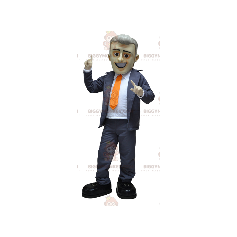 Businessman BIGGYMONKEY™ Mascot Costume Dressed in Tie Suit –