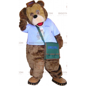 Στολή μασκότ BIGGYMONKEY™ καφέ αρκούδας με στολή κούριερ -