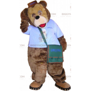 BIGGYMONKEY™ Brown Bear maskotti asu kuriiriasussa -