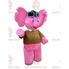 Costume de mascotte BIGGYMONKEY™ d'éléphant rose avec des