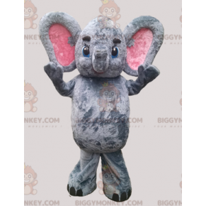 Costume de mascotte BIGGYMONKEY™ d'éléphant gris et rose avec