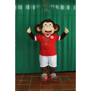 Traje de mascote marrom e bege de macaco BIGGYMONKEY™ em roupas