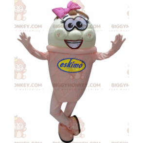 Fantasia de mascote gigante de sorvete rosa e branco