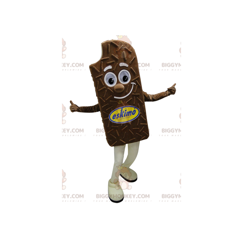 Costume da mascotte gigante sorridente gelato al cioccolato