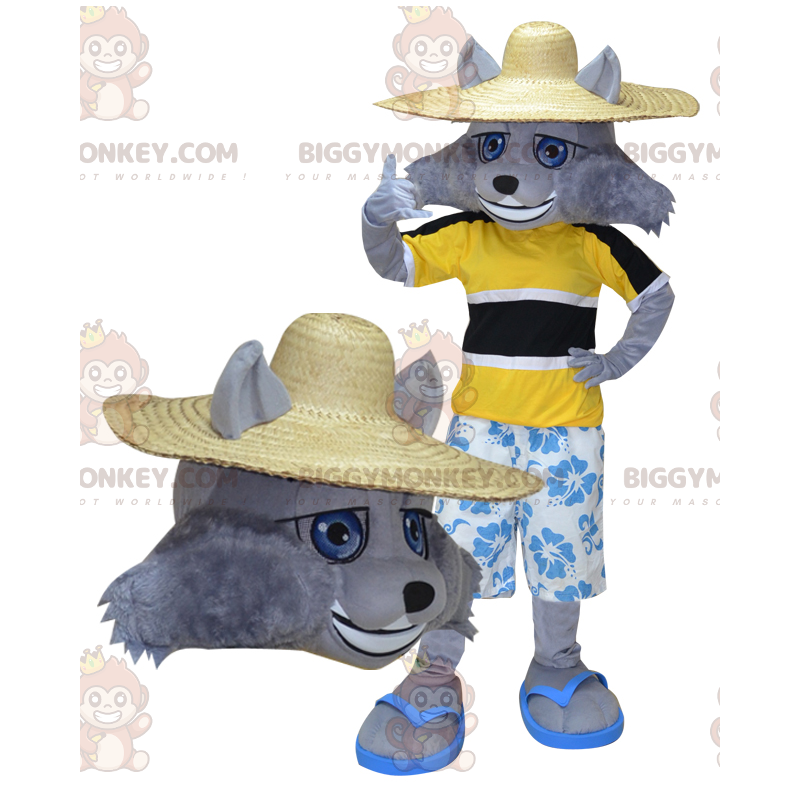 Costume da mascotte BIGGYMONKEY™ Costume da vacanziere lupo