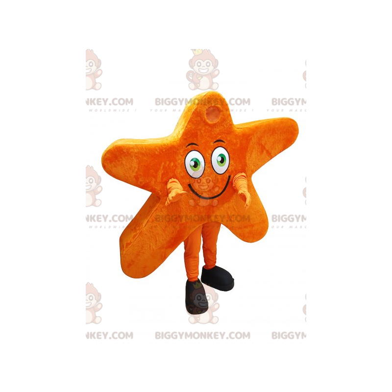 Costume da mascotte gigante sorridente stella arancione