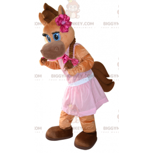 BIGGYMONKEY™ Flirtatious Feminine Foal Brown Horse Mascot