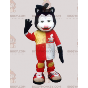 Costume da mascotte gatto bianco e nero BIGGYMONKEY™ con abito