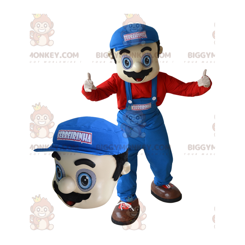 Loodgietermonteur BIGGYMONKEY™ mascottekostuum. Mario's