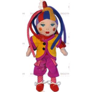 Erittäin värikäs Harlequin Doll Clown BIGGYMONKEY™ maskottiasu