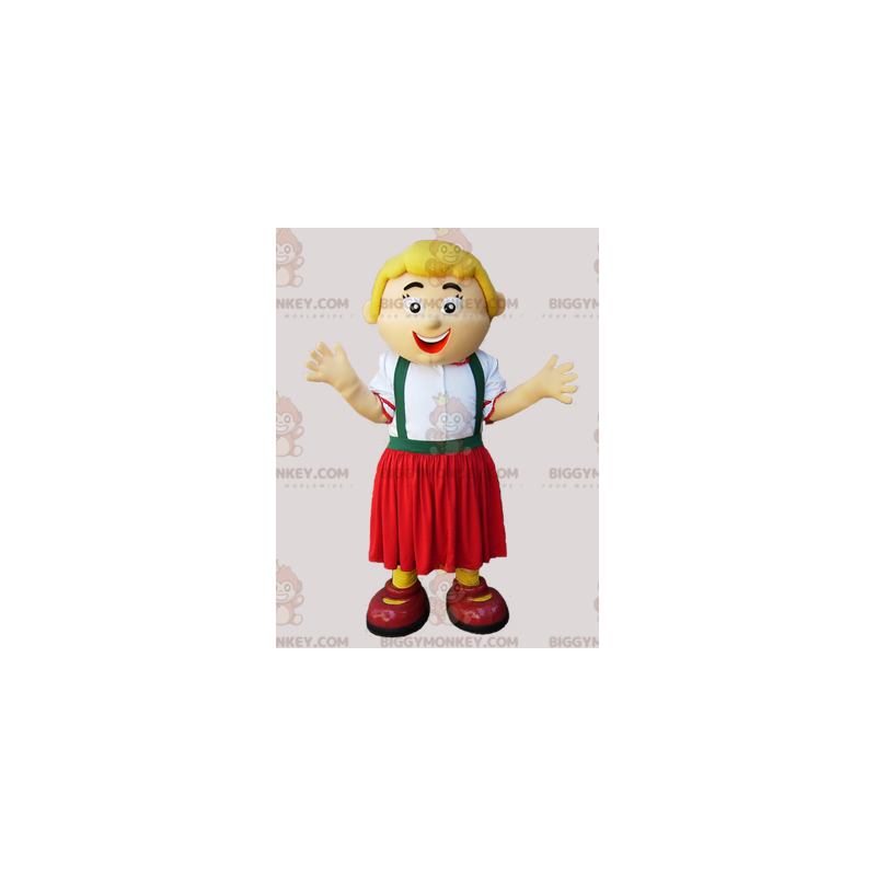 BIGGYMONKEY™ Maskottchenkostüm Blonde Frau im Zipline-Outfit -