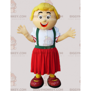 Costume de mascotte BIGGYMONKEY™ de femme blonde en tenue de