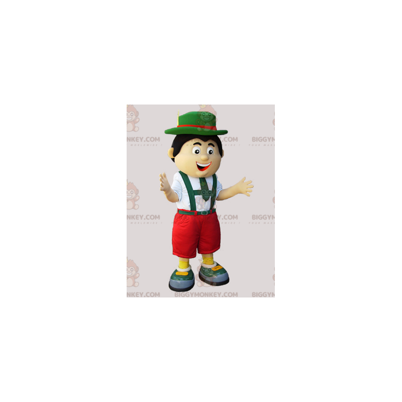 Tyrolean BIGGYMONKEY™ Mascot Costume in Green Red and White