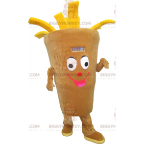 BIGGYMONKEY™ Giant Fries Cone Beige and Yellow Mascot Costume –