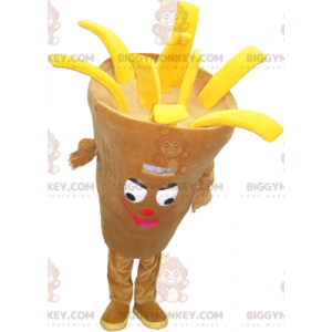 BIGGYMONKEY™ Giant Fries Cone beige ja keltainen maskottiasu -