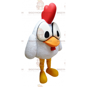 BIGGYMONKEY™ Costume da mascotte Gallo bianco con grandi occhi