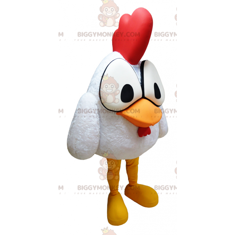 Costume de mascotte BIGGYMONKEY™ de coq blanc avec de grands