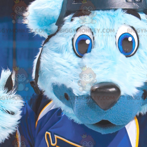 BIGGYMONKEY™ Mascot Costume Blue Bear With Blue Eyes In