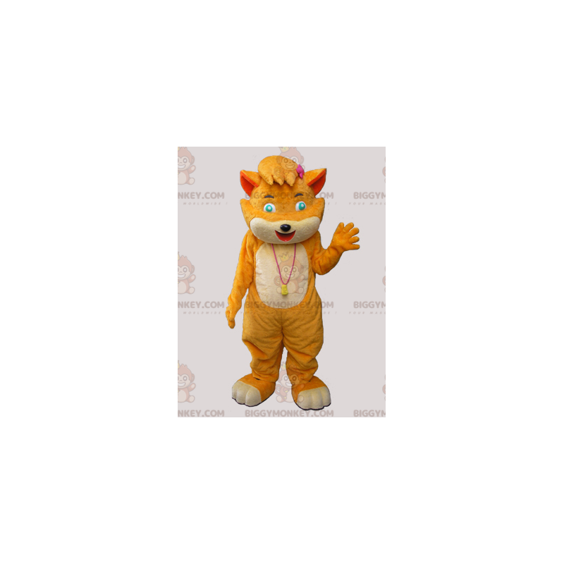 Disfraz de mascota de gato naranja y beige suave y coqueto