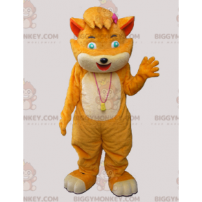 Kostým BIGGYMONKEY™ Měkký a koketní oranžový a béžový maskot