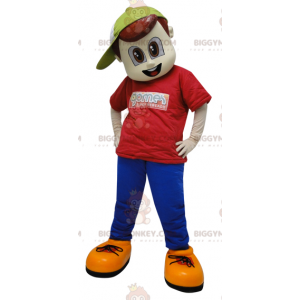 Costume da mascotte BIGGYMONKEY™ da ragazzo vestito di rosso e