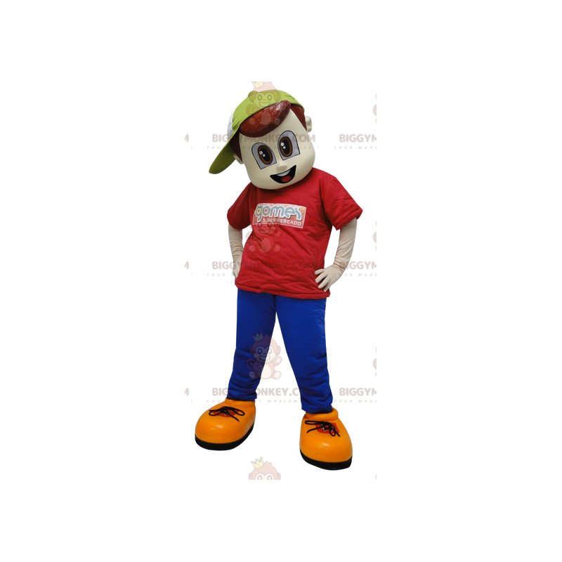 Traje de mascote de menino BIGGYMONKEY™ vestido de vermelho e