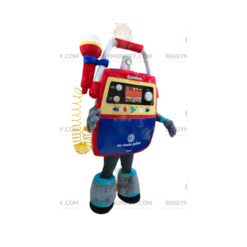 Very colorful musical toy BIGGYMONKEY™ mascot costume. Radio